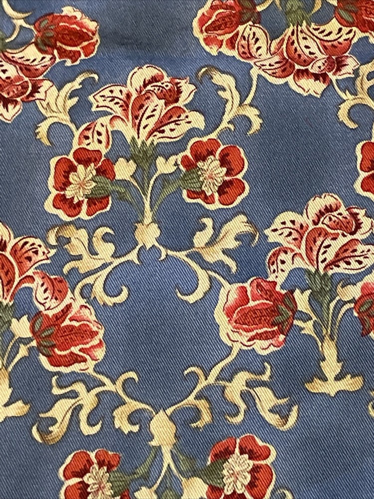 upholstery floral fabric blue Beige Red Classic Retro Style 57×142″ 4 Yards