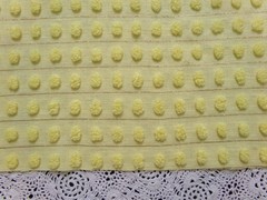 Golden Yellow Pops Vtg Chenille Bedspread Fabric Popcorn Sewing Material 18×24″