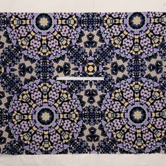 1 Yard Cut Lunn Multicolor Hand Screen Print 100% Cotton #2 Purple Yellow Black
