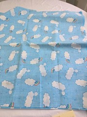 Fabric 3 Yards Cotton Clouds, Rainbows, Sun 108″ x 44″ Blue White