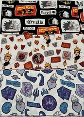Lot 5 FAT QUARTERS Disney Villains Fabric Maleficent Cruella Ursella Evil Queen