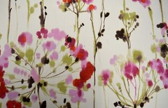 Dandelion Pink Bright Multi-Pink Green Watercolor Floral Print Bartson Fabric
