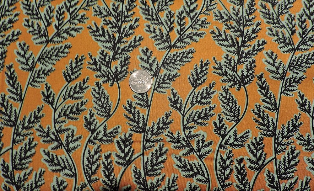100% Cotton Andover Black Leaves on Muted Golden Brown – By the Yard