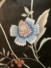 Jay Yang Pink Green Blue Floral Black Chintz Cotton Fabric 4 Yards