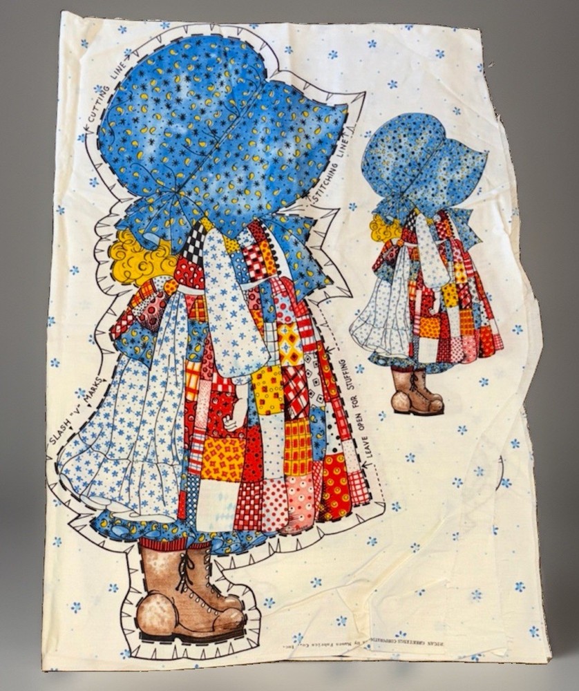 Vintage Holly Hobbie Fabric Panel Pillow Doll American Greetings Cut and Sew