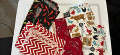 Cotton Quilting Fabric Scraps Lot, Multicolor Mixed Prints Farm Theme