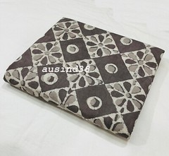 Cotton Multicoloured Hand Block Floral Print Fabric Natural Dyes Indian brown