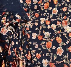 Italian designer Chiffon Velvet Burnout Dark navy blue base with copper shades
