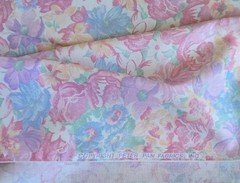 6.5 yd Peter Pan cotton sateen pastel floral, pink yellow blue green, silky feel