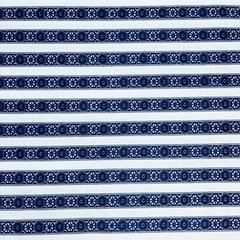 Flannel Fabric Blue and White Stripe Moroccan Tiles 100% Cotton