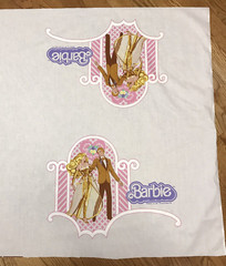 Vtg Barbie Pillowcase Fabric Panel Superstar Ken Golden Dream Elegance 1981