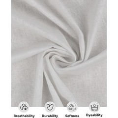 100% Cotton Muslin Fabric 59 inch x 2 Yards Bleached Muslin Linen for Sewing