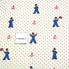 Vintage Fabric by Wellwood, Tiny British Signal Sailors, Per 1/2 Yd