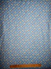 blue 1930s feed sack reproduction floral fabric Apron Strings Chloe’s Closet BTY