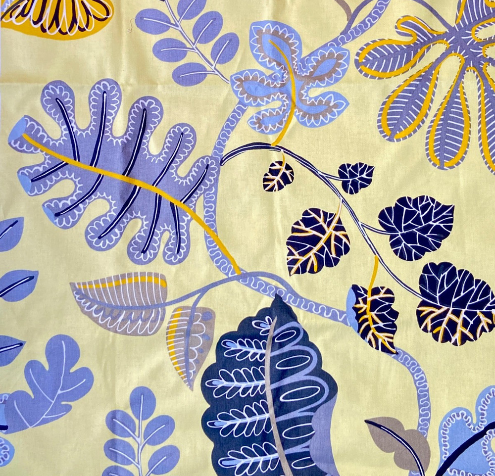 Waverly A New Leaf Modern Essentials Fabric 36×57 Yellow Botanical Cotton VTG
