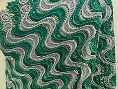 KELLY GREEN SILVER Guipure Rhinestones Bridal Lace Fabric 50” Width 1 Yard