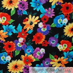 BonEful FABRIC FQ Cotton Quilt Black Brown Orange Gold Metallic Leaf Tree Branch