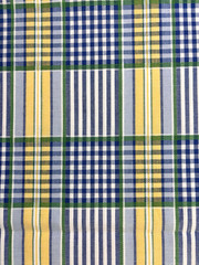 Vintage Waverly VALLEY PLAID LAKE Fabric Blue Yellow Cottagecore Preppy Classic