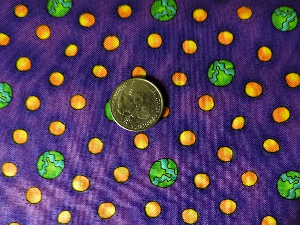 100% Cotton Fabric – Yellow and Green Dots on Shades of Grape – by the Yard