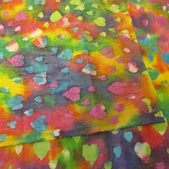 Multi Colored BATIK Hearts Valentines Very Colorful Piece 45″ long x 33″ wide