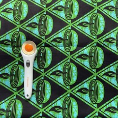 Vintage Candle Burning Green Blue Black Cotton Fabric African Vibe 4 yards x 42″
