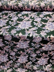 Pink Mauve Floral Brocade Fabric Sold By The Yard Black Organza Bridal Prom Dres