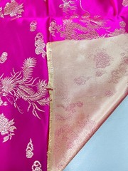 Arisa HOT PINK Gold Dragon Brocade Chinese Satin Fabric for Cheongsam/Qipao, Ap