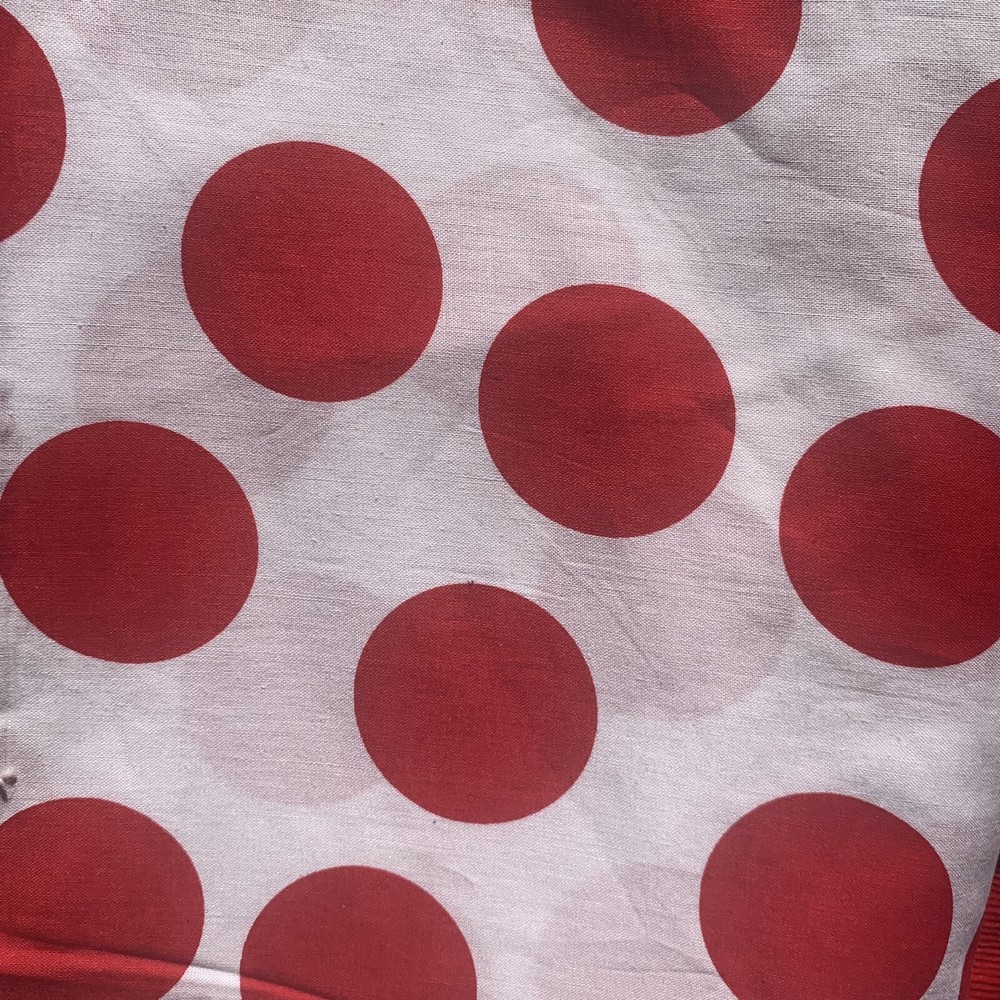 Vintage 80s 90s White And Red Dot Cotton Fabric 132×54”