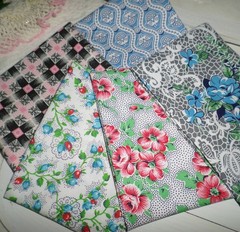 Vintage 30’s 40’s Quilt Fabrics Lacey Roses Pink Red Blue Mint Green Floral Lot
