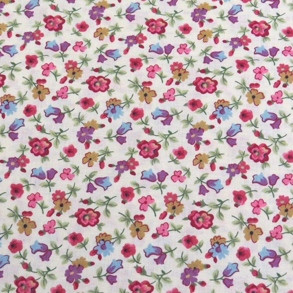 Unbranded floral print, pale yellow background, by the yard, 44″ width