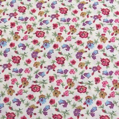 Unbranded floral print, pale yellow background, by the yard, 44″ width