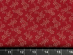 Tina Scrap 9”x21” Flower Petals Garden Red Swirl Leaves Floral COTTON Fabric