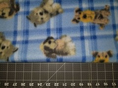 DOG PUPPY BLUE PLAID BERNARD HUSKEY TERRIER FLEECE FABRIC 1 YARD 36″ X 60″