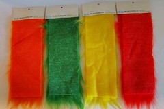 Vintage Craft Fur Fiber Crafts 4 PC Lot Each 4″X12″ Orange Red Green Yellow