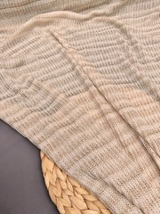 Soft Knit Fabric with Gold Thread, Cotoon Cream and Beige Striped 50” Width