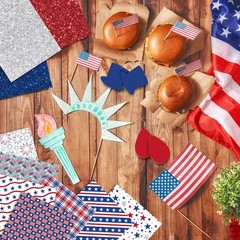4th of July Faux Leather Sheets 8 x 12 Inch Patriotic Synthetic Leather Fabric G
