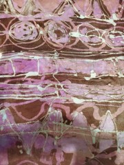 2.5 Yds Vintage Estate Batik Velvet Fabric 100 X 42 Magenta Blue Lavender Purple