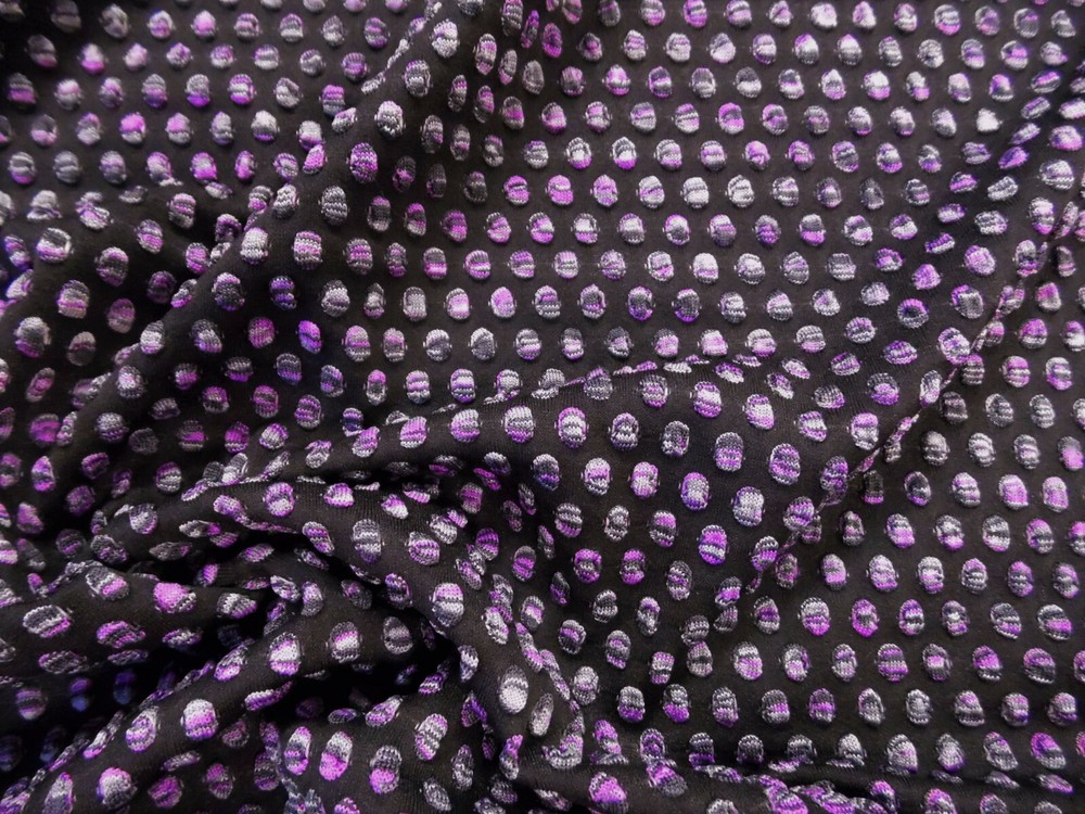Bubble Bullet Liverpool Textured 4 Way Stretch Fabric Purple Gray Black FF34