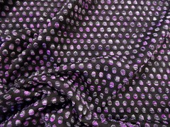 Bubble Bullet Liverpool Textured 4 Way Stretch Fabric Purple Gray Black FF34