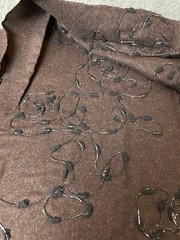 Fabric Lot 2 Yds 34 Ins 58 W Fall Suitings Brown Embroidered Blk Silver Wool
