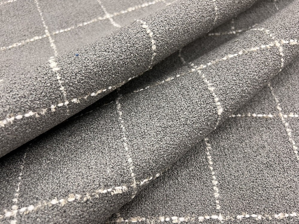 Kravet Couture Boucle Check Uphol Fabric- Pocket Square / Graphite 7 yd 34906-21