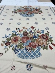Vintage 1981 Atelier Floral Fruit Basket Pattern Fabric 1-1/2 Yards By 54” Wide