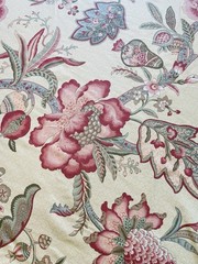 Margin Designs 1991 Jacobean Large Screen Print Fabric New Old Stock Pink Blue B