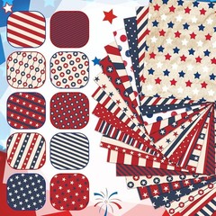 20 Pcs 10×10” Patriotic Quilting Fabric Square Red White Blue Precut Fabric …