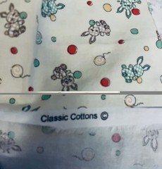 VTG Classic Cotton Novelty Pastel Gingham Bunnies Dots & Balloons on Cream BTFQ