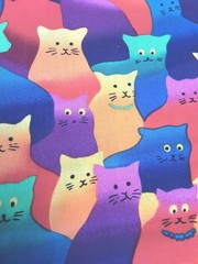 HI Fashion Fabrics Rainbow Cats 42″x23″ Colorful Multicolor