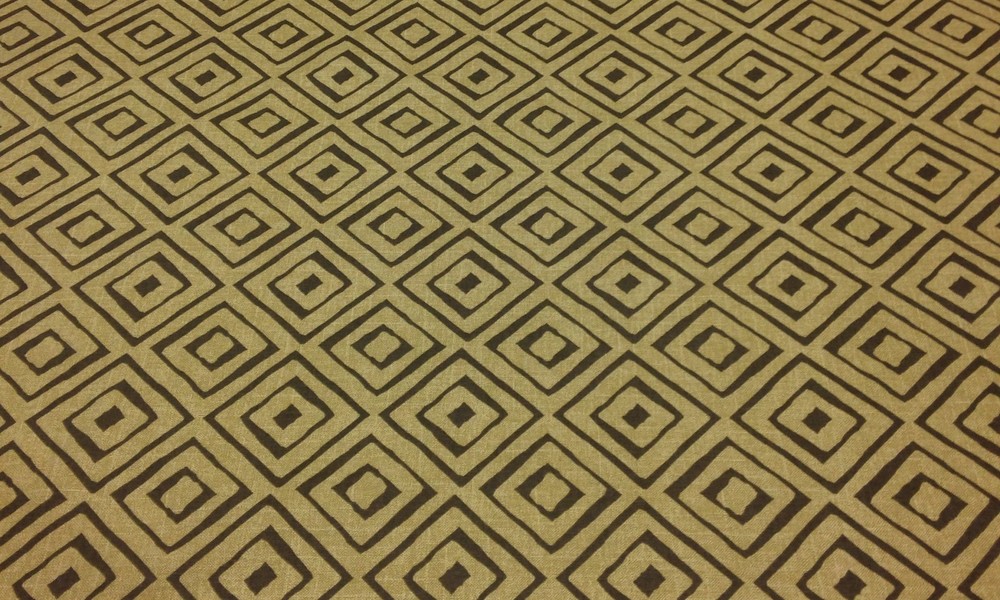 RICHLOOM DIMENSION BIRCH BROWN GEOMETRIC SQUARES MULTI FABRIC BY THE YARD 54″W