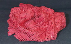JOANN FABRIC 1 Yard Red Shiny Sequin Dots Fabric 345-4881 Hand Wash
