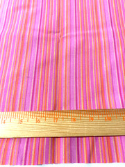 Woven cotton stripe fabric remnant 34″ x 35″shades of pink, yellow, orange