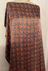 100% Silk Charmeuse Abstract Geometric Vibrant Orange Fabric By The Yds 46″ Wide